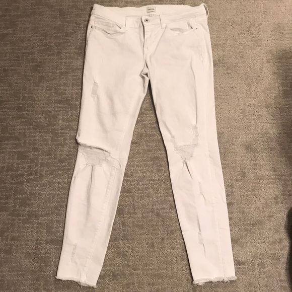 Distressed Sneak Peek White Denim Jeggings - Picture 1 of 6